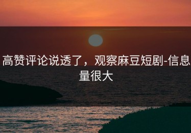 高赞评论说透了，观察麻豆短剧-信息量很大