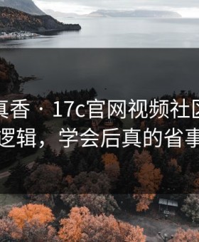 冷门但真香 · 17c官网视频社区的热榜逻辑，学会后真的省事