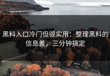 黑料入口冷门但很实用：整理黑料的信息差，三分钟搞定