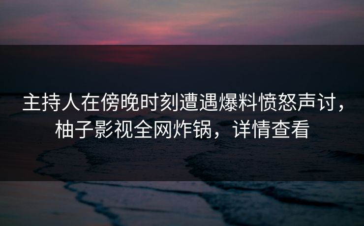 主持人在傍晚时刻遭遇爆料愤怒声讨，柚子影视全网炸锅，详情查看