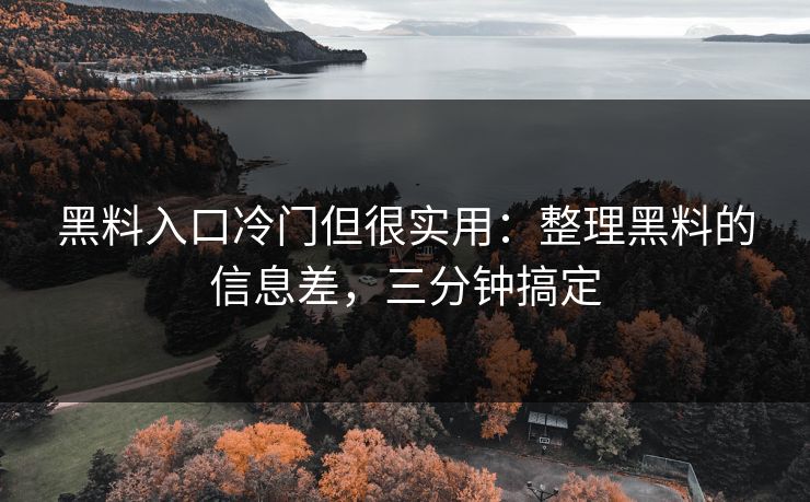 黑料入口冷门但很实用：整理黑料的信息差，三分钟搞定